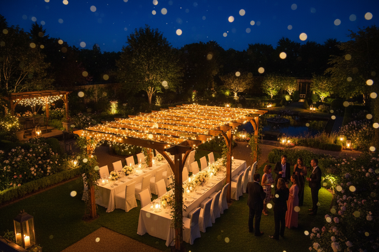 Ambiance nocturne pergola guirlande G40 18m