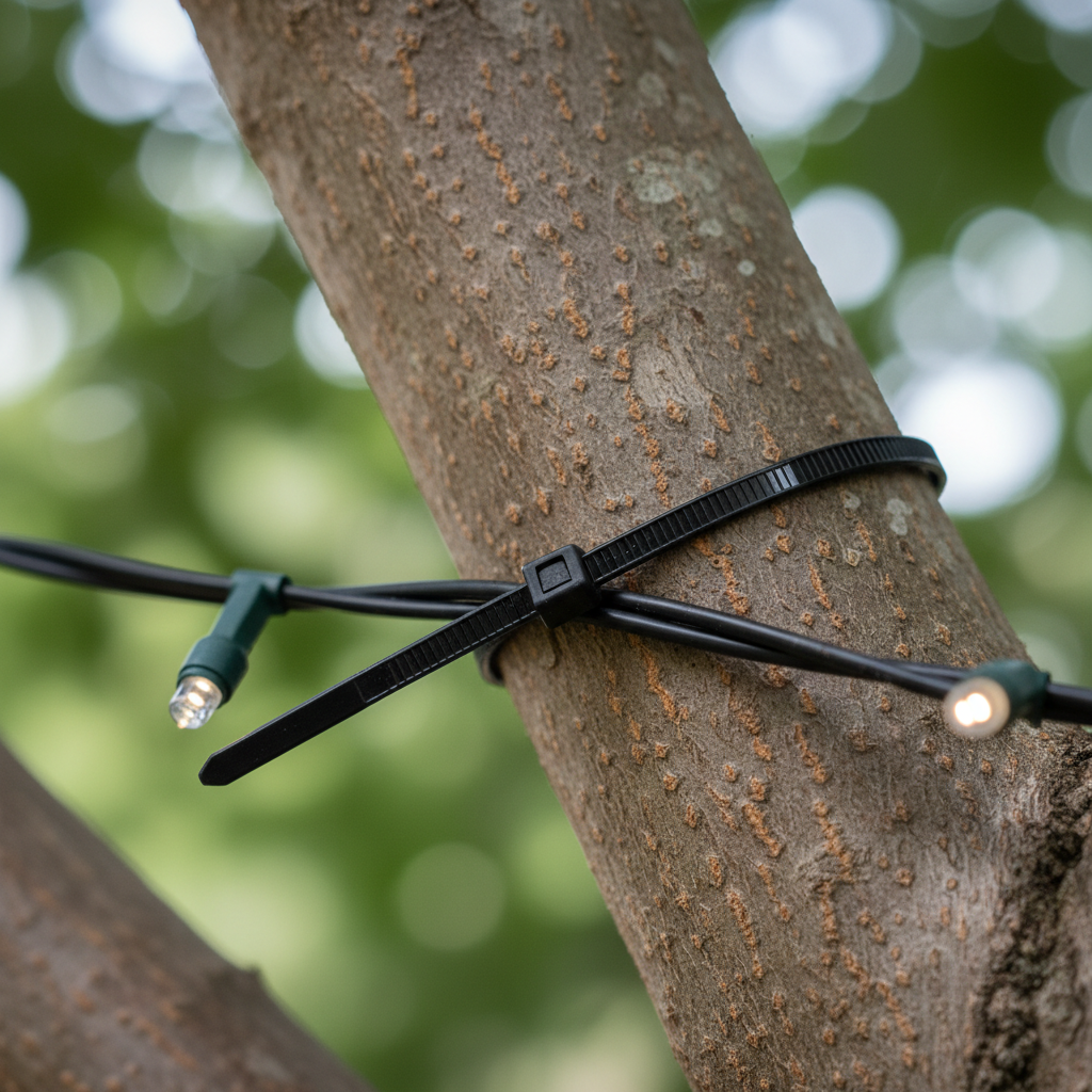 Collier fixation résistant UV sur branche d'arbre