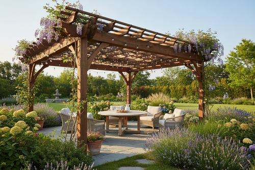 Guirlande G40 18m sur pergola en bois - lifestyle