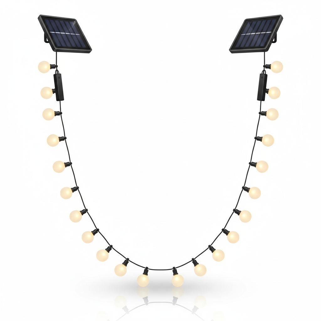 Pack Duo - deux guirlandes 10m et panneaux solaires fond blanc